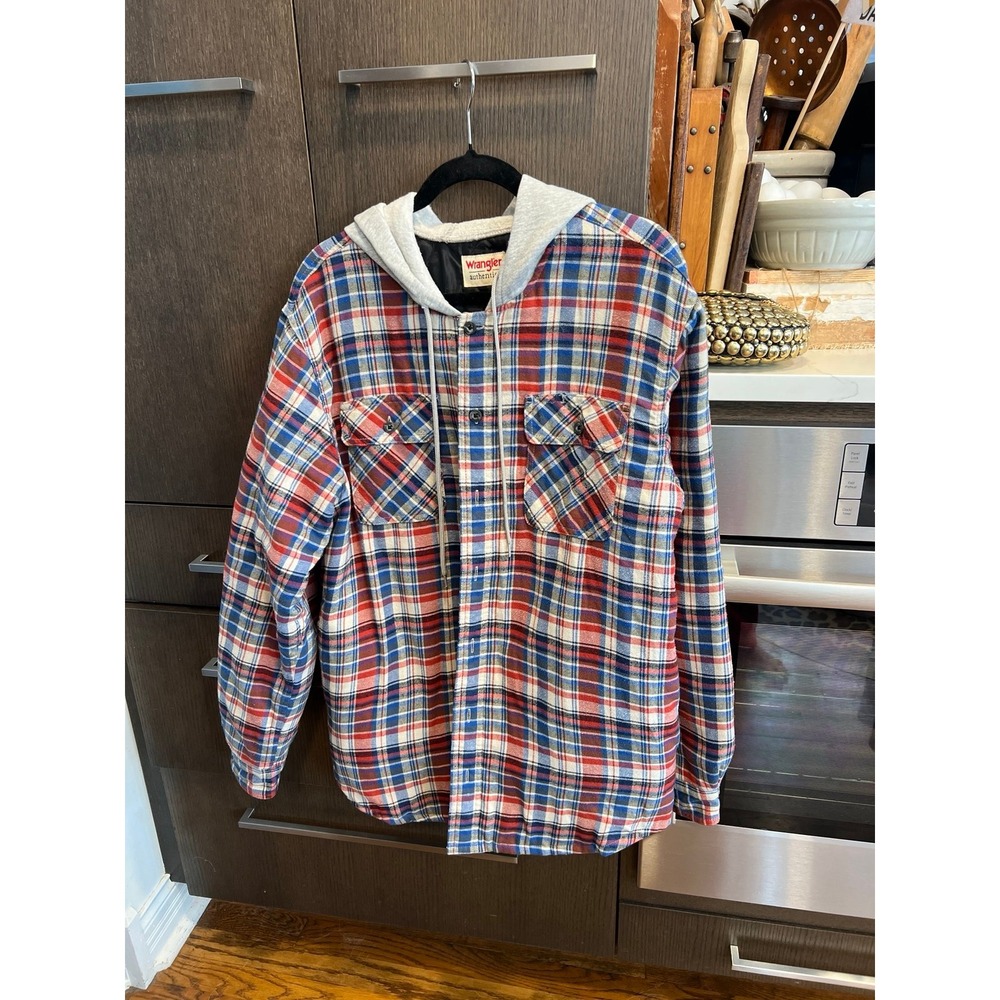 Wrangler Authentics Men's Long Sleeve Quilted Lined Flannel Shirt‎ Jacket large